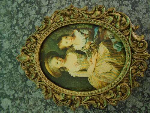 Vintage framed silk print